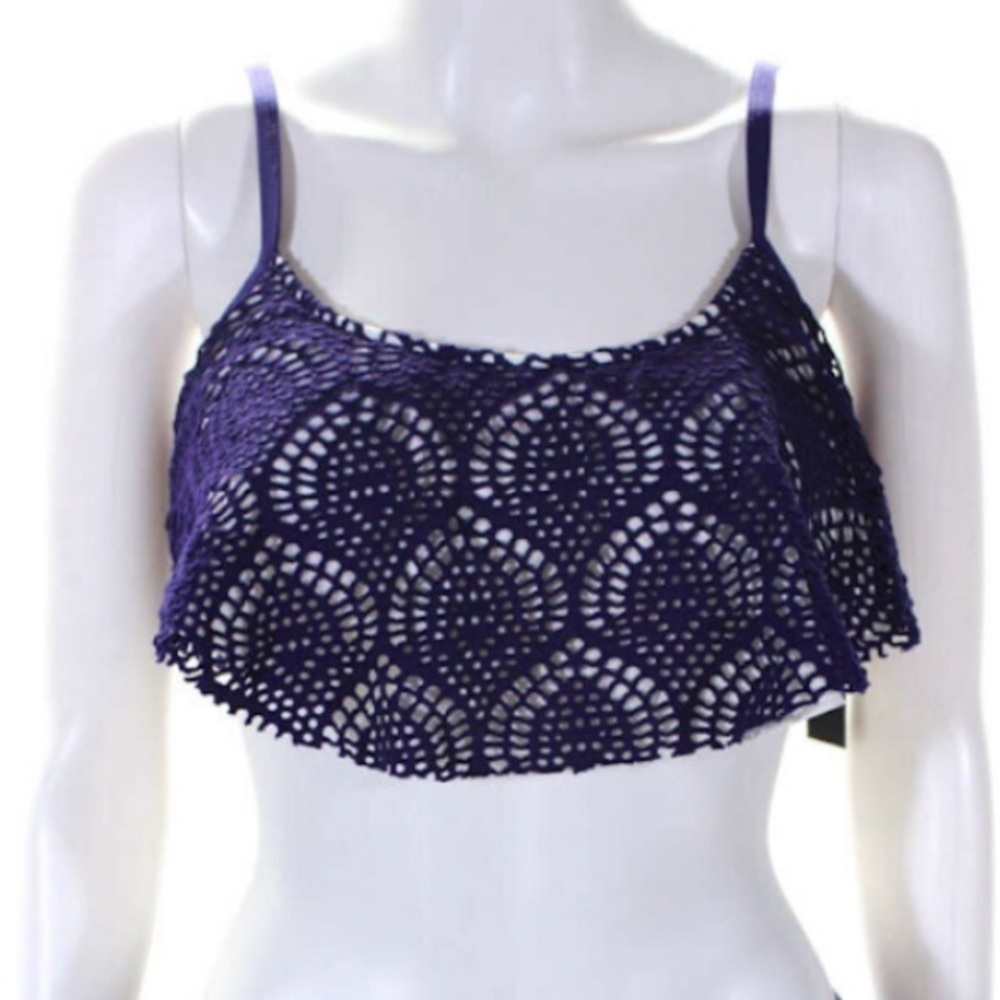 La Blanca Crochet Bikini Top NWT Purple Size 6